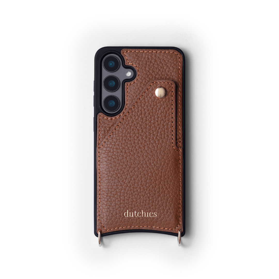 Samsung Case | Brown featuring a cardholder and handcrafted leather design for protection and style.