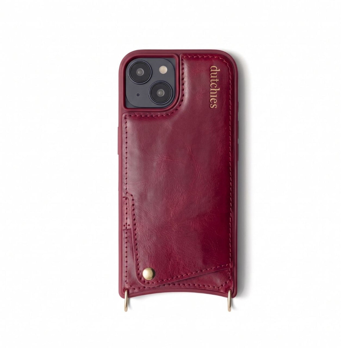 iPhone Case | Raspberry Red featuring a stylish leather cardholder from Dutchies.