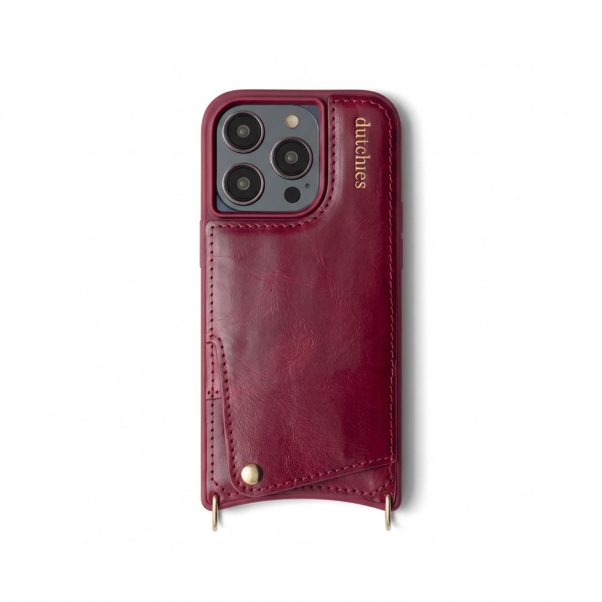iPhone Case | Raspberry Red featuring a stylish leather cardholder from Dutchies.