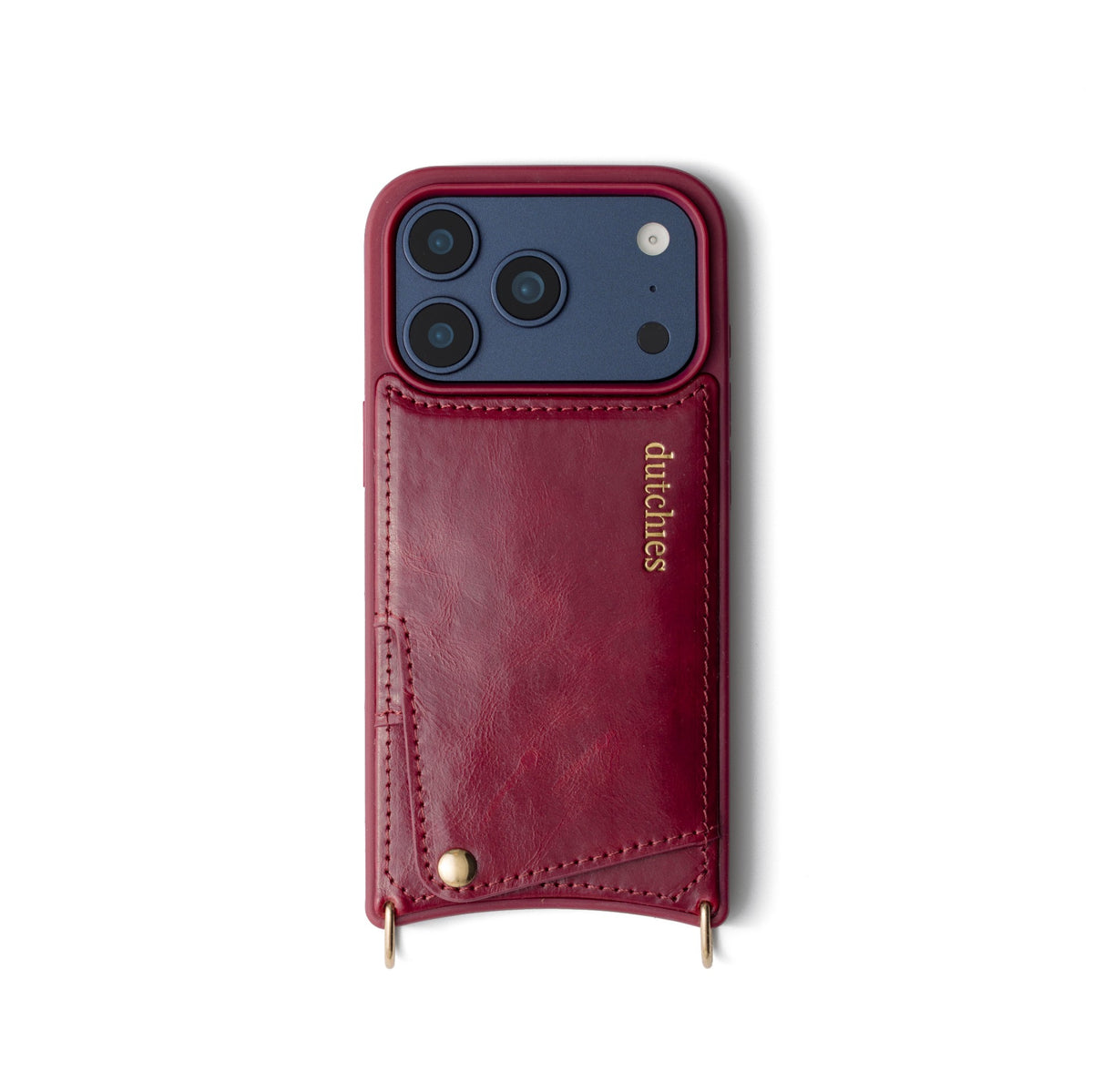 iPhone Case | Raspberry Red featuring a stylish leather cardholder from Dutchies.
