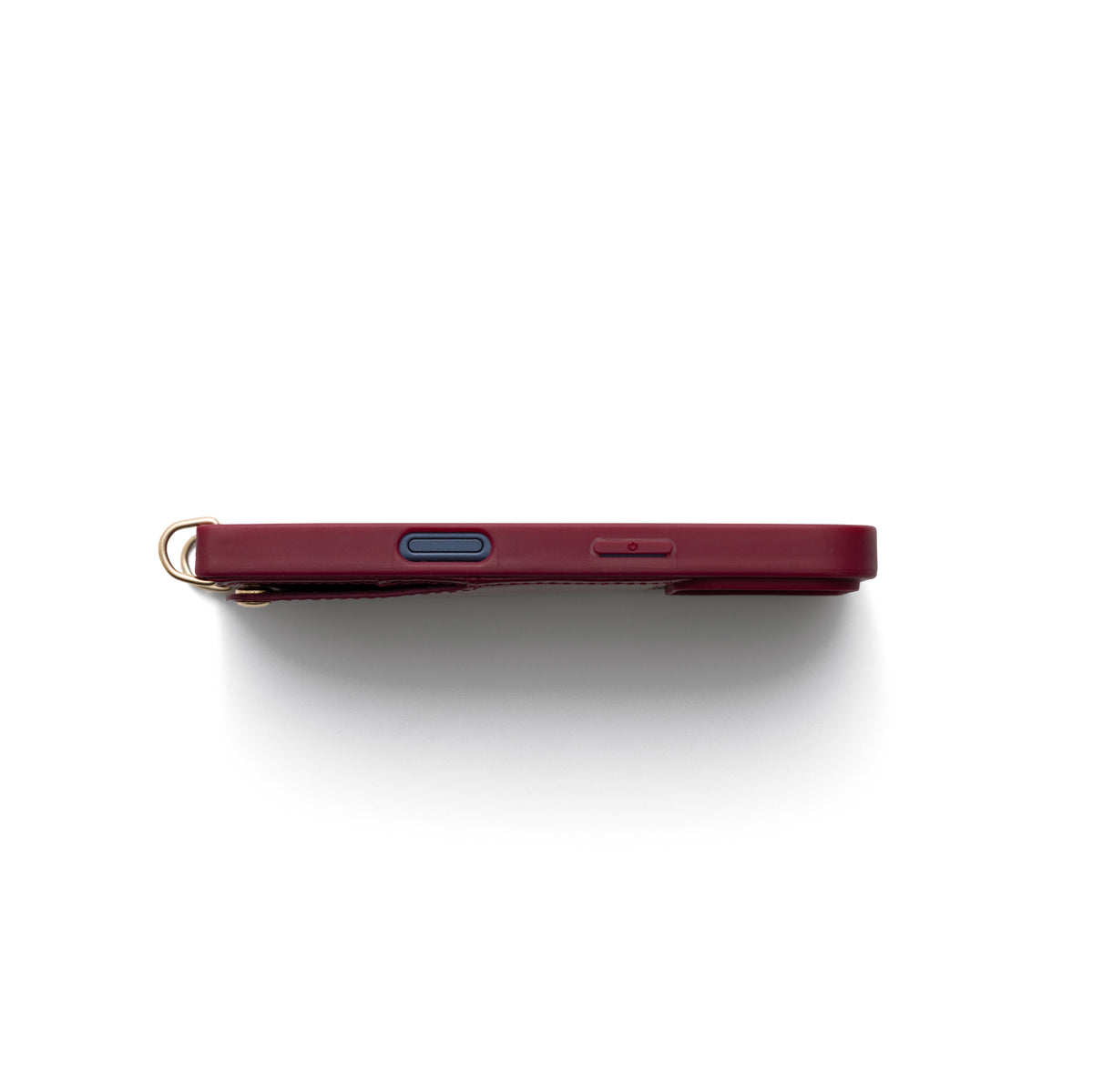 iPhone Case | Raspberry Red side view showcasing cardholder and premium finish.