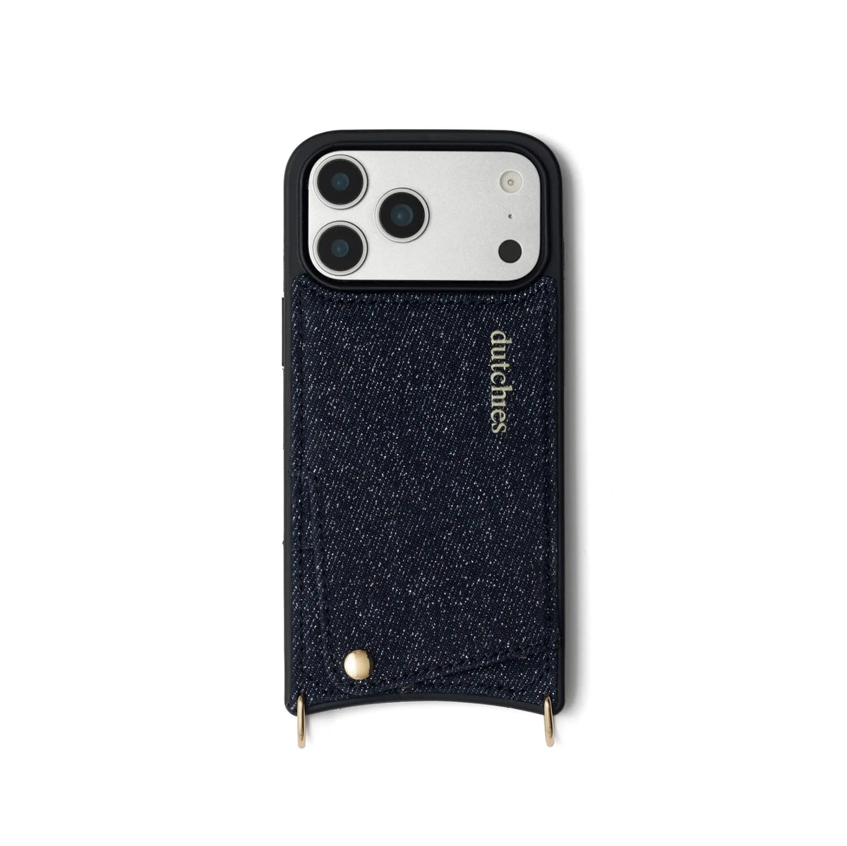 iPhone Case | Denim Glitter, featuring durable denim, cardholder, and premium metal finishes for stylish protection.