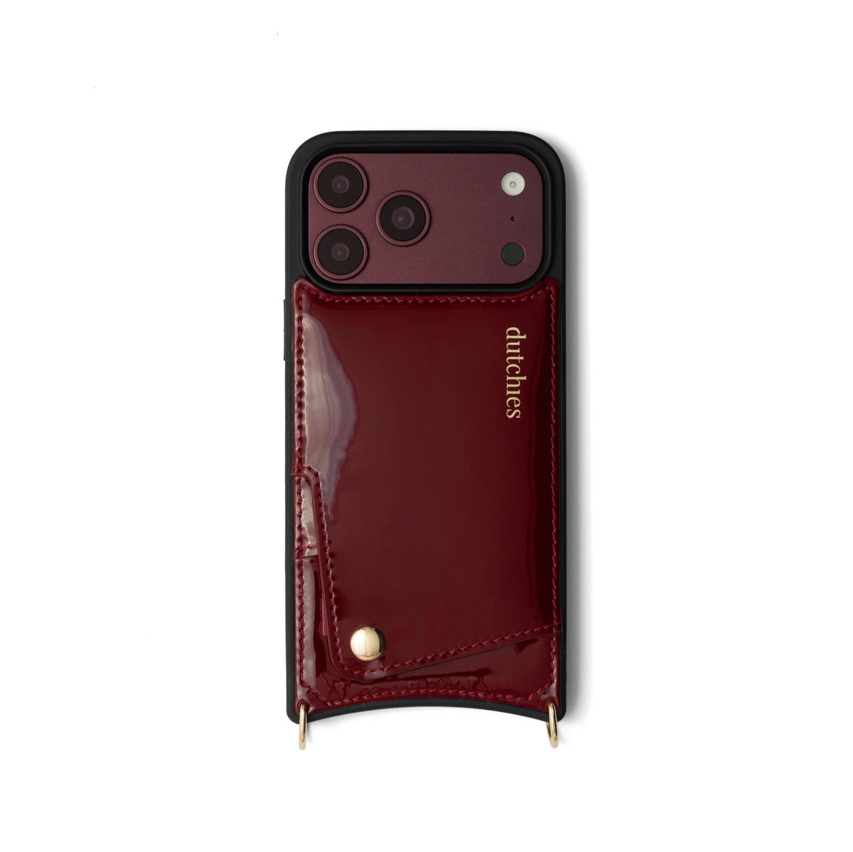 iPhone Case | Gloss Red with cardholder, featuring genuine leather and premium finishes by Dutchies.