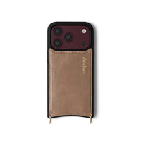 iPhone Case | MagSafe | Mocha with cardholder and golden details, design by Dutchies.