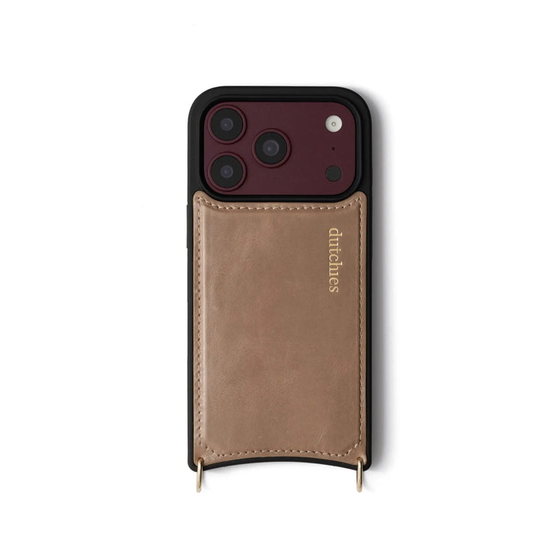 iPhone Case | MagSafe | Mocha with cardholder and golden details, design by Dutchies.