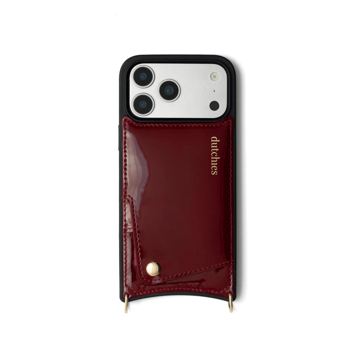 iPhone Case | Gloss Red with cardholder, featuring genuine leather and premium finishes by Dutchies.