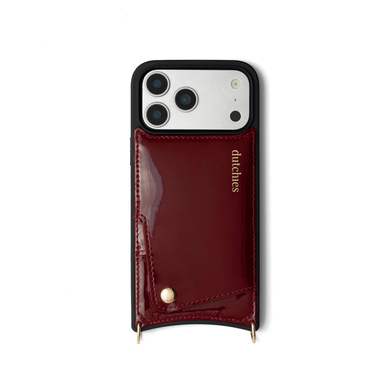 iPhone Case | Gloss Red with cardholder, featuring genuine leather and premium finishes by Dutchies.