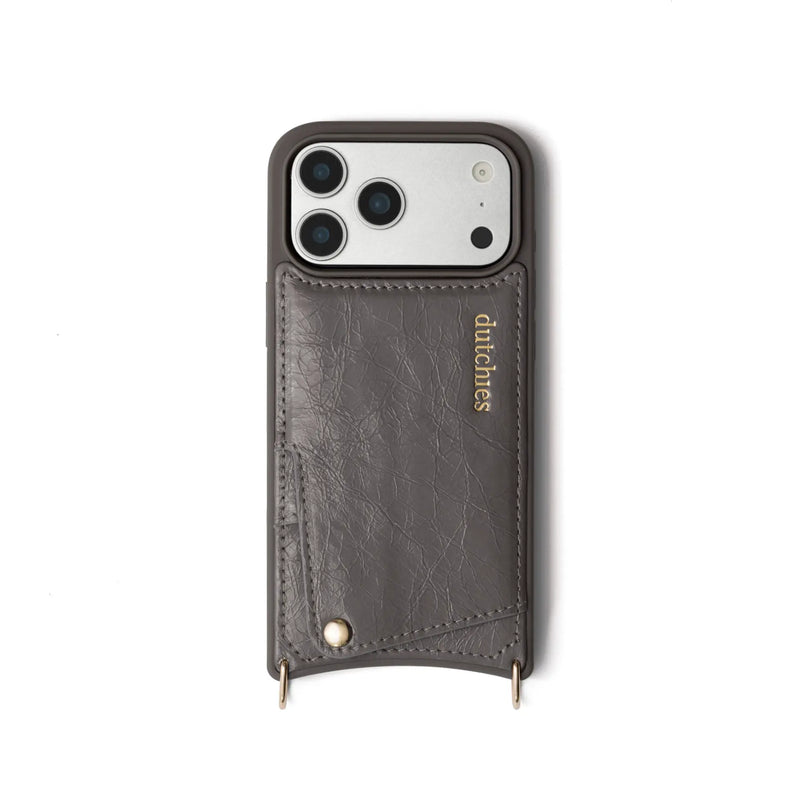 iPhone Case | Graphite Grey with cardholder and premium leather finish for stylish protection.