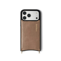 iPhone Case | MagSafe | Mocha with cardholder and golden details, design by Dutchies.