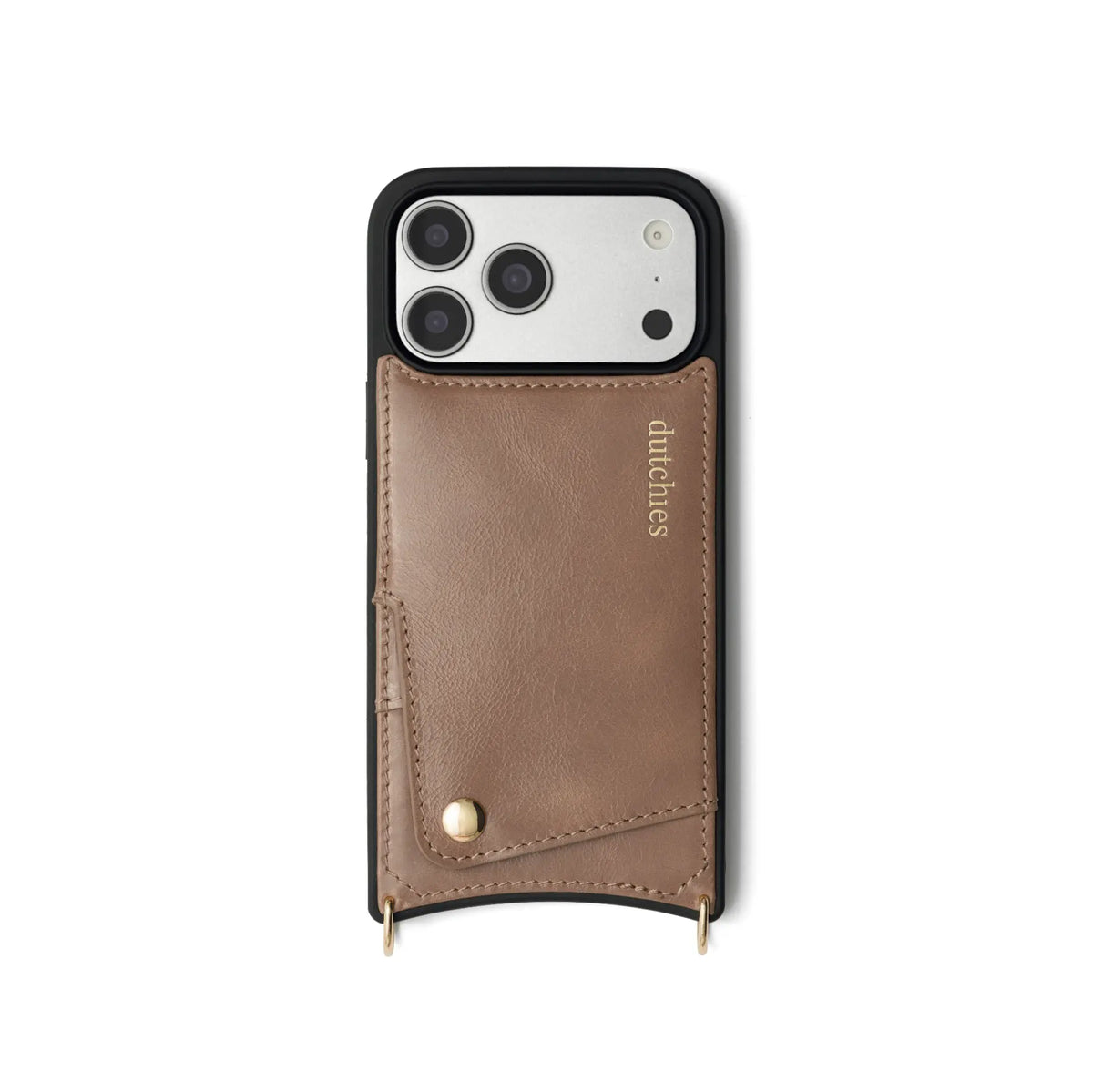 iPhone Case | Mocha handcrafted leather case with cardholder, premium finishes, and shock-absorbing edge.