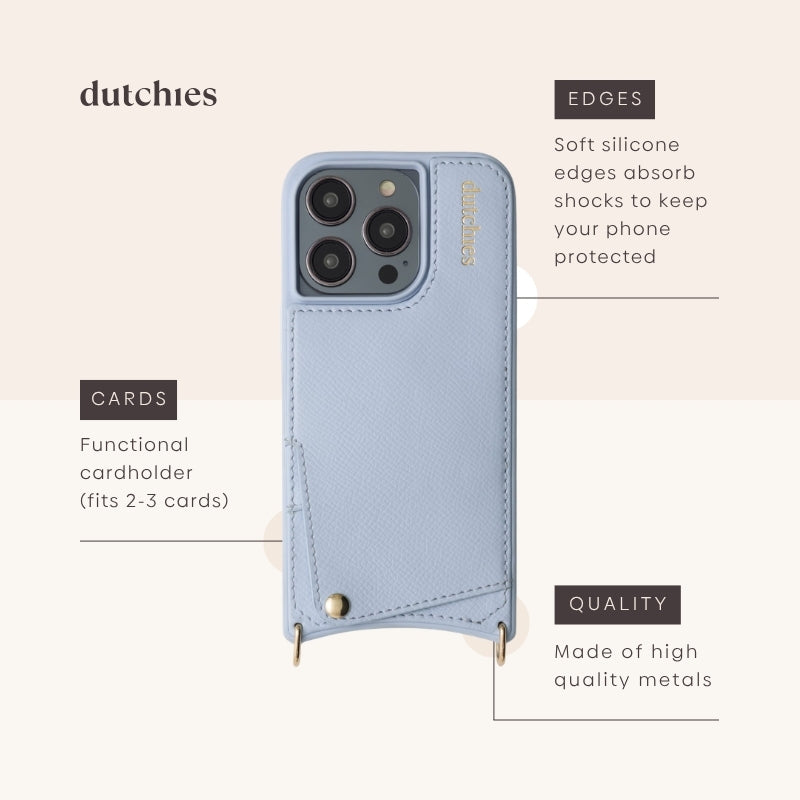 iPhone Hülle | Blau mit Kartenhalter, mit hochwertigen Materialien und weichen Kanten für Schutz.
