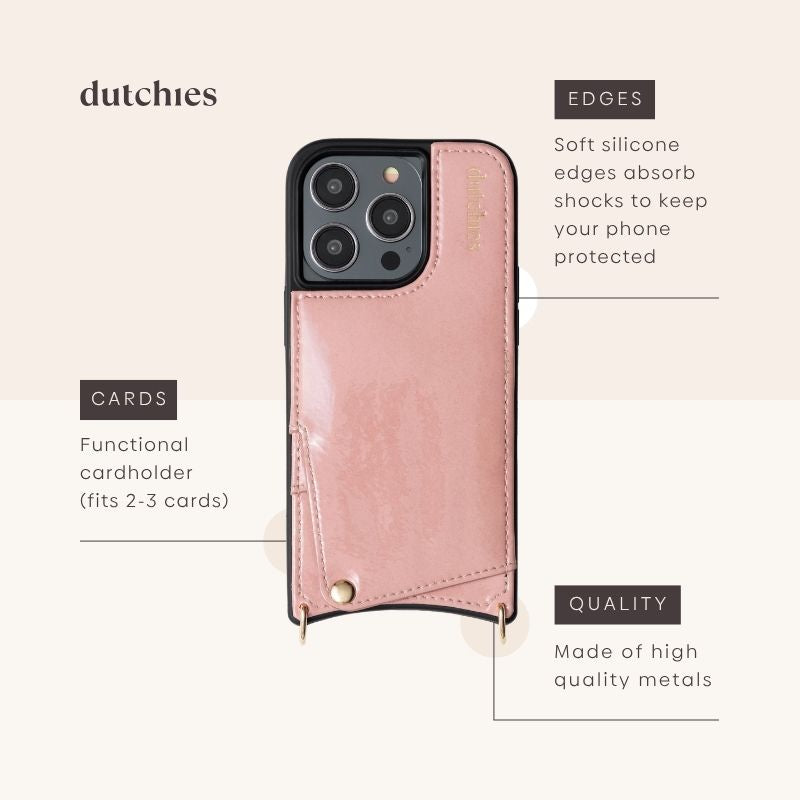iPhone Coque | Gloss Rose avec porte-cartes et bords absorbant les chocs pour protéger votre téléphone.