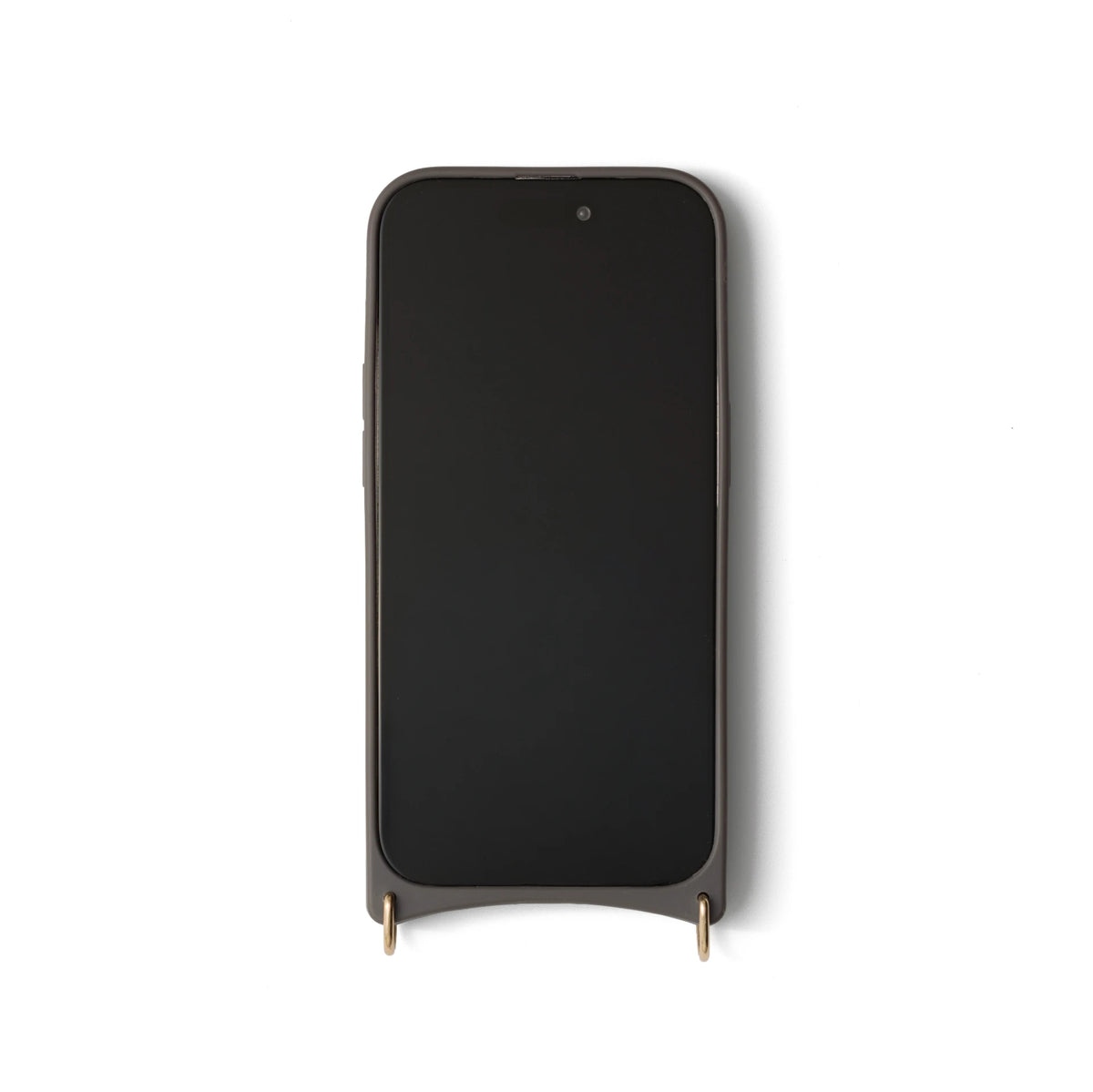 Coque iPhone | Graphite Grey, cuir fait main avec finitions métalliques et porte-cartes pour un accès pratique.