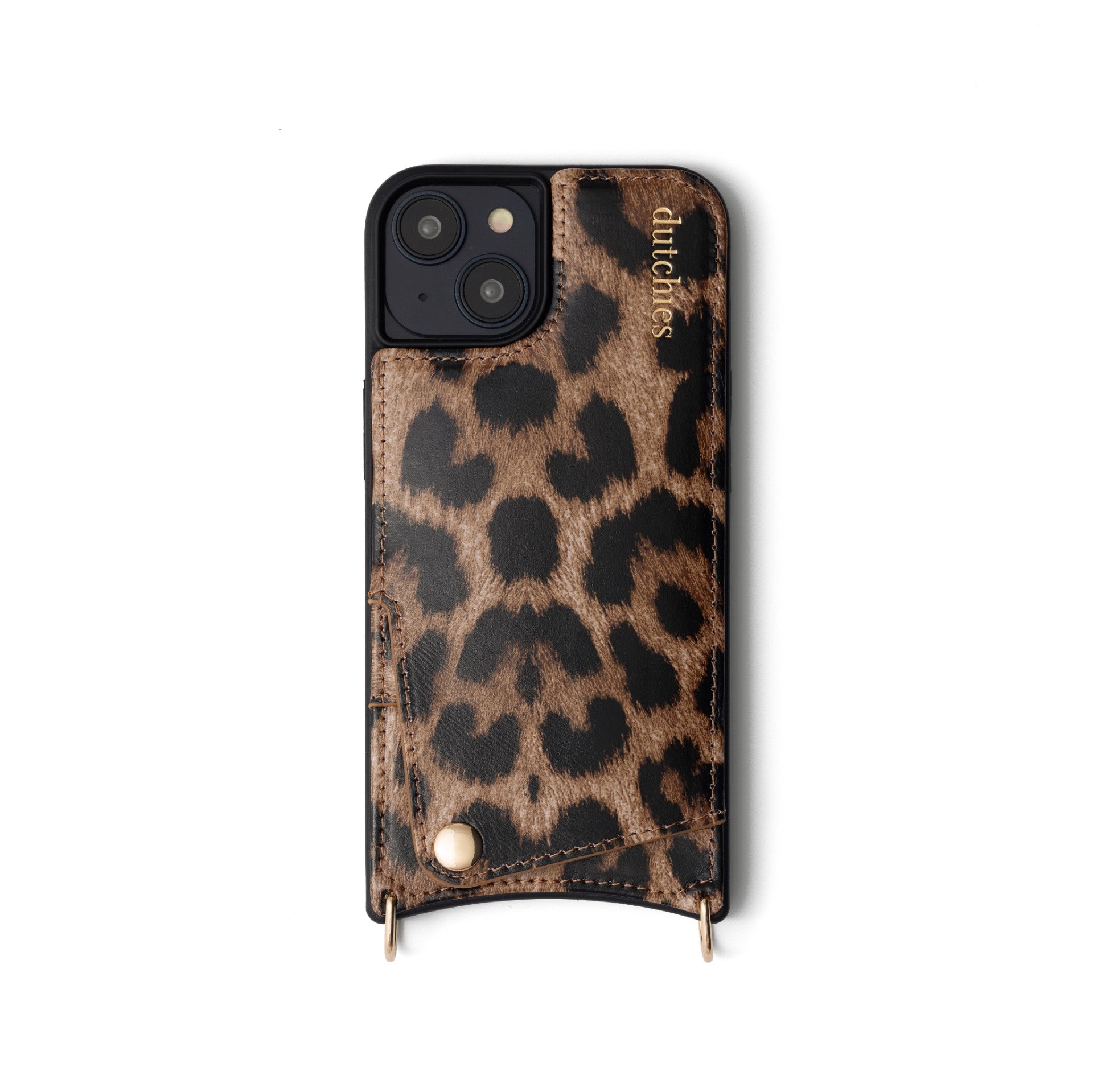 iPhone Case | Leopard with cardholder and metal finishes for stylish phone protection