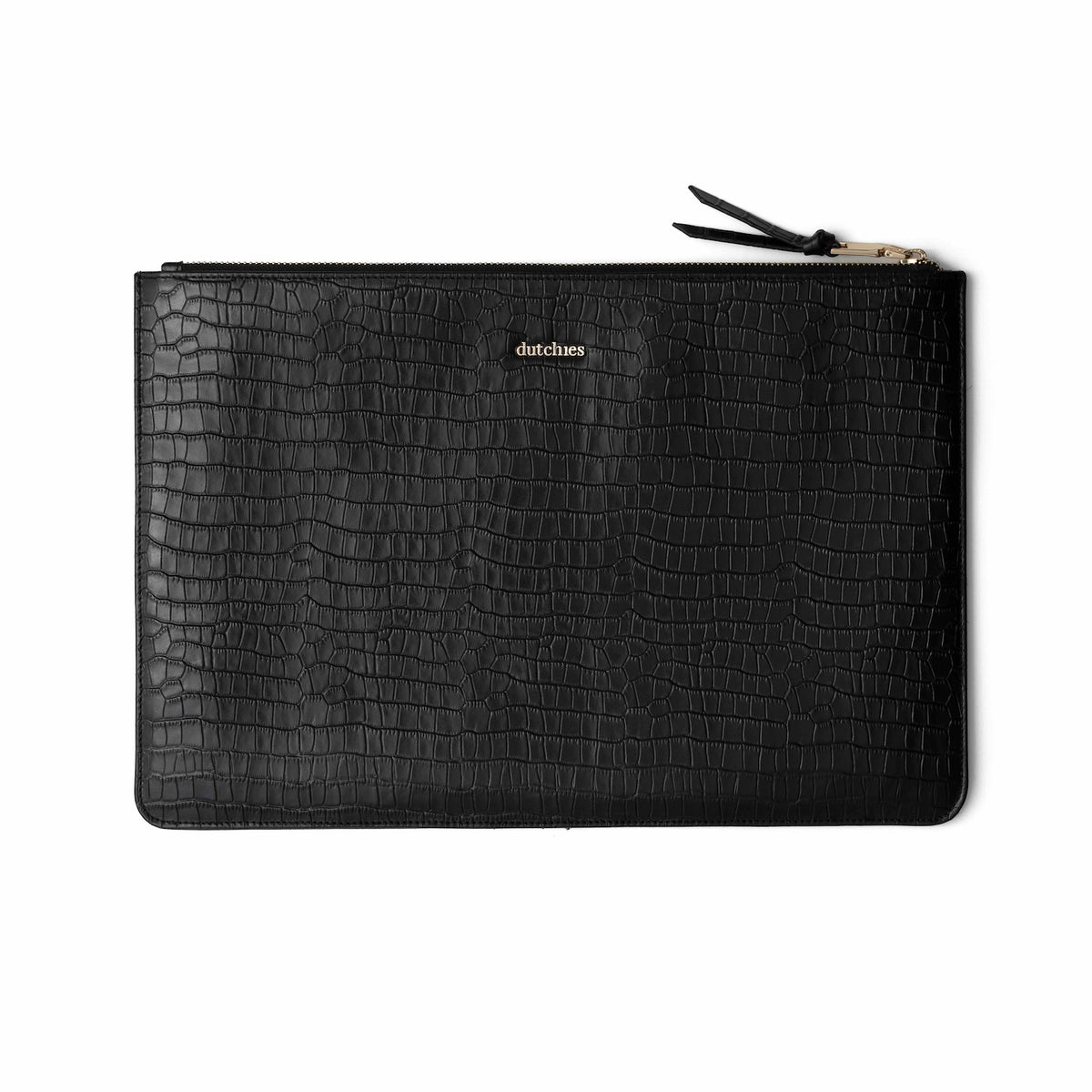 Noir Laptophülle in schwarzem Krokodilmuster, ein stilvolles und funktionales Accessoire zum Schutz Ihres Laptops.