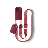 MagSafe Luxury Set | iPhone | Raspberry Red featuring a sleek phone case and matching wallet with strap.