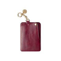 MagSafe Wallet | Raspberry Red - sleek handcrafted leather wallet in rich raspberry red with keychain, perfect accessory.