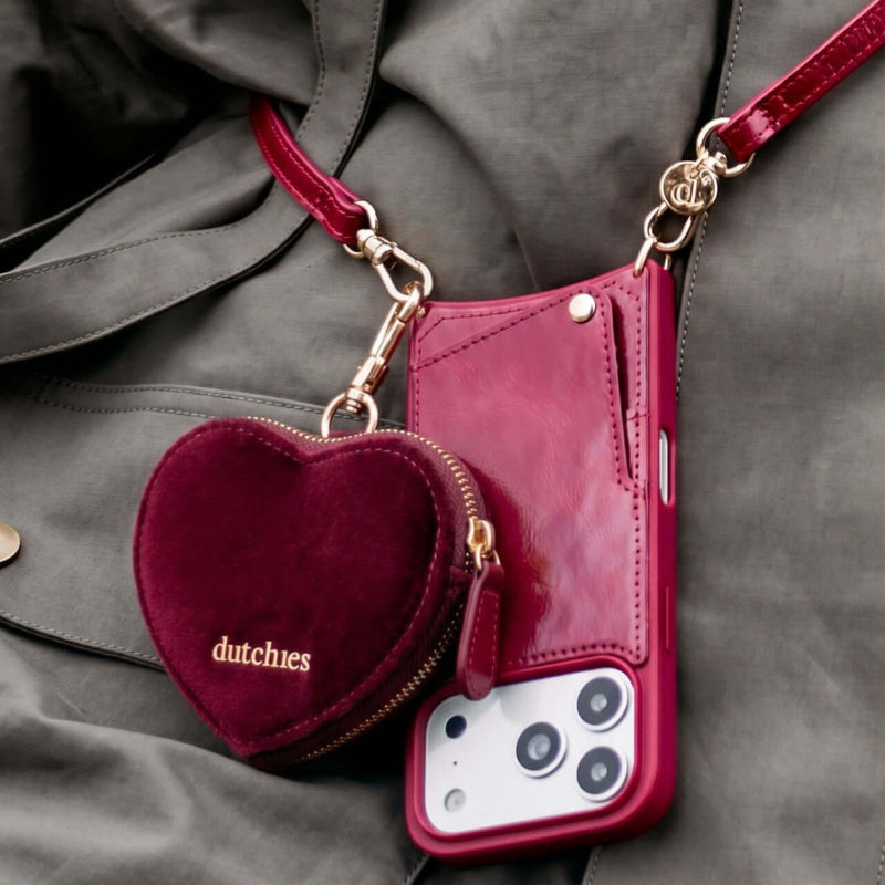Bolso para teléfono Sarah | Terciopelo rojo frambuesa