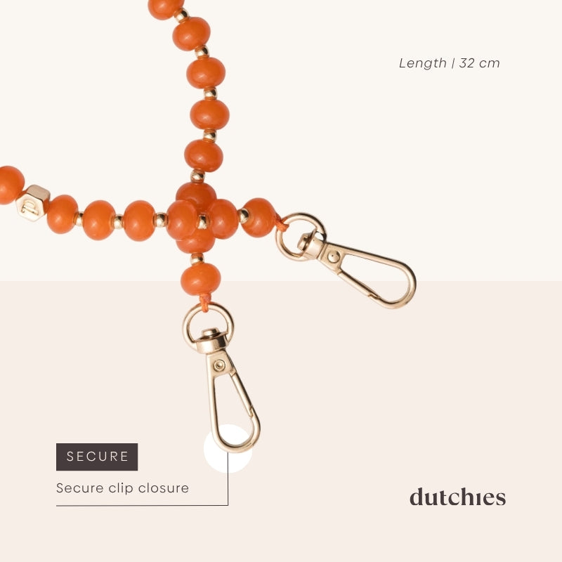 Phone Charm | Beaded | Isabella with secure clip closure for stylish accessory.