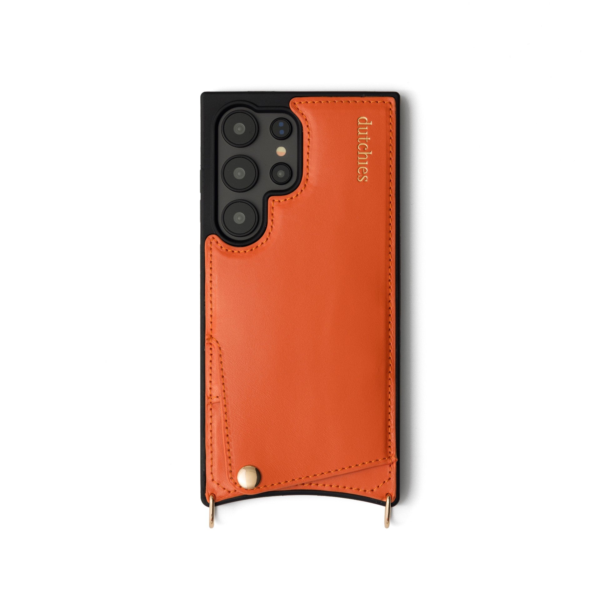 Samsung Case | Orange with leather cardholder and shock-absorbing TPU for extra protection