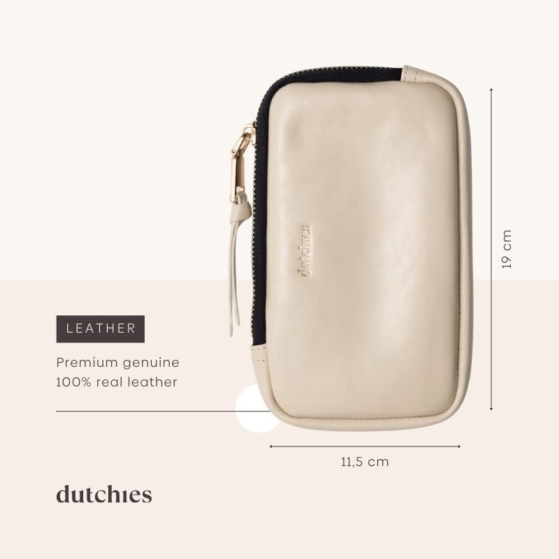 borsa del telefono Rose | Vanilla - Pochette per telefono in pelle fatta a mano, misura 19 cm per 11,5 cm, pelle autentica di alta qualità.