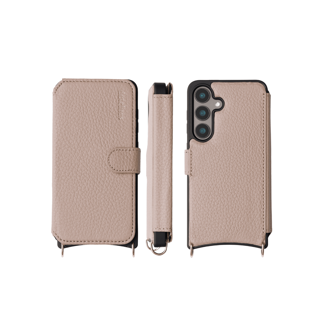 Samsung Etui | Beige aus Premium-Leder mit vollständigem Schutz und Druckverschluss zum Schutz des Telefons.