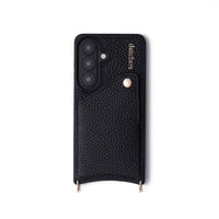 Custodia Samsung | Black con portacarte, pelle artigianale e raffinati dettagli in metallo per il modello S26.