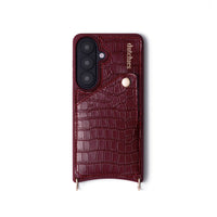 Samsung Case | Burgundy with cardholder, crafted from genuine leather featuring premium finishes.