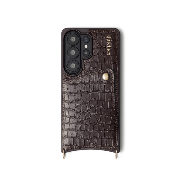 Samsung-Hülle | Chocolate Brown mit Kartenhalter und hochwertigem Lederfinish, entworfen für S26 ULTRA.