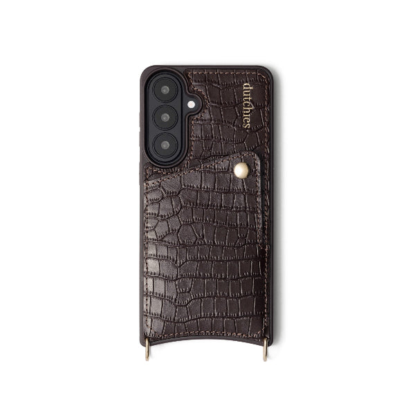 Samsung-Hülle | Chocolate Brown mit Kartenhalter für S26 PLUS, handgefertigtes Lederdesign mit hochwertigen Veredelungen.