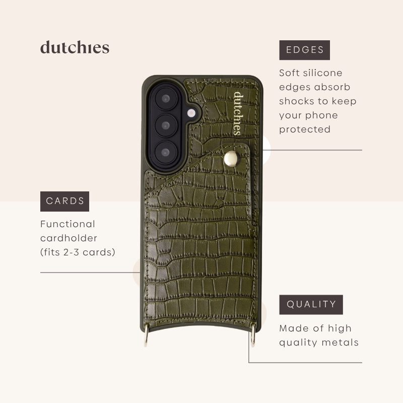 Custodia Samsung | Verde oliva con portacarte e bordi antiurto per una protezione extra del telefono.