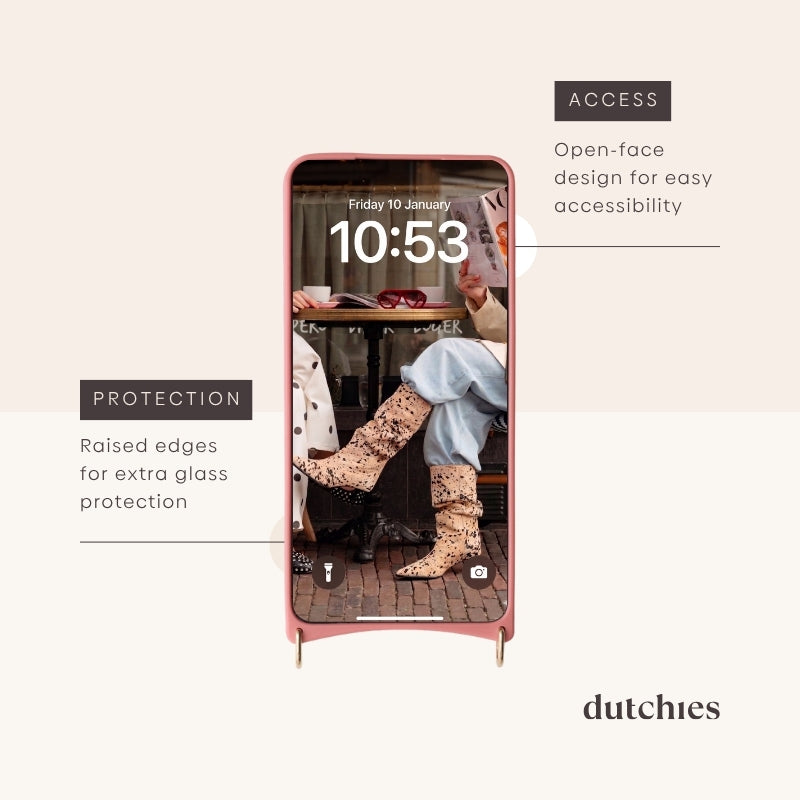 Samsung-Hülle | Pink mit offenem Design und erhöhten Kanten für extra Schutz.