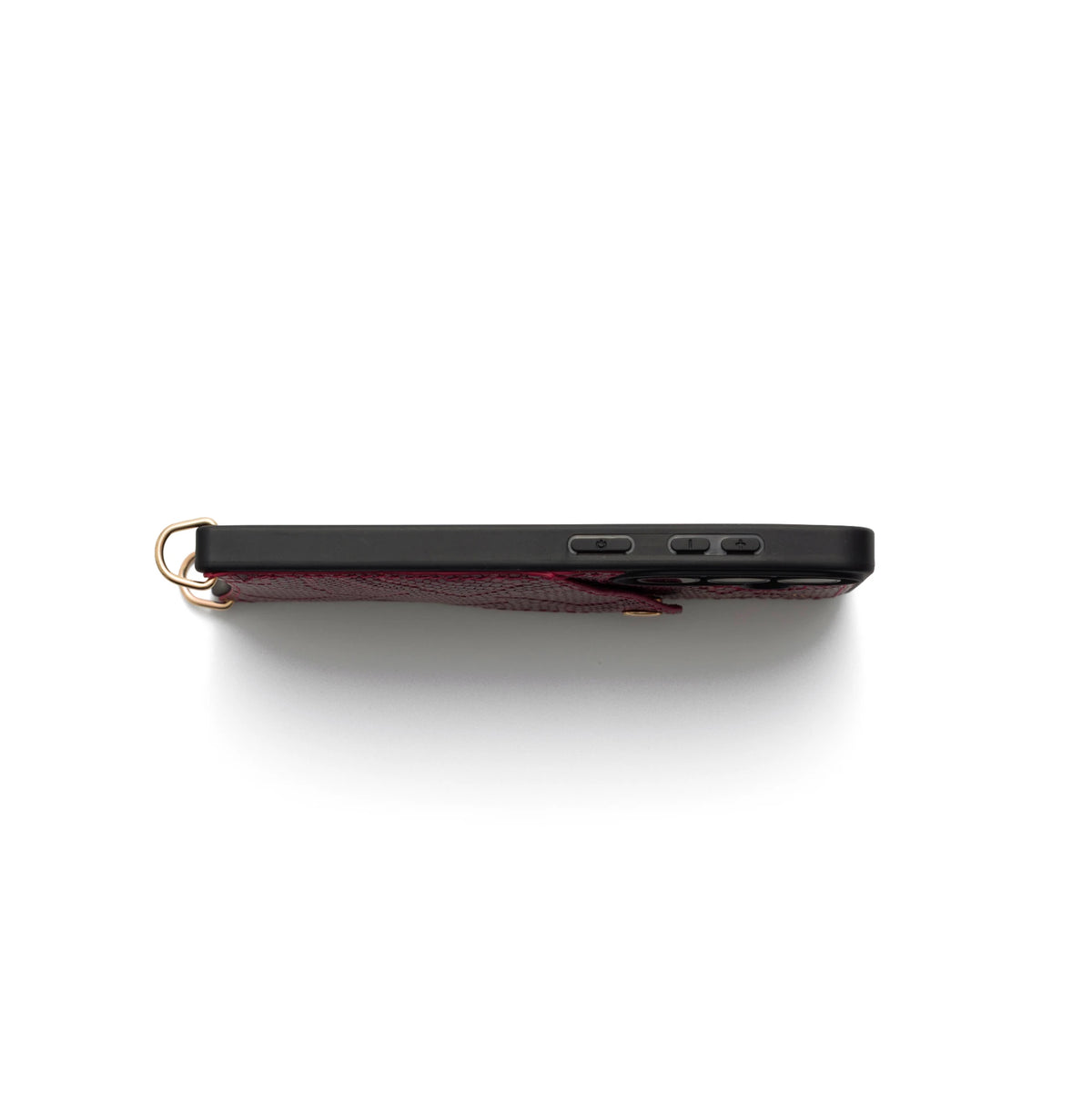 Samsung Case | Snake Red side view showcasing genuine leather design and strap rings.