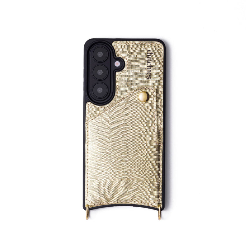 Samsung-Hülle | Goldy in Goldleder mit Kartenhalter für S26, stilvoller Schutz für dein Handy.