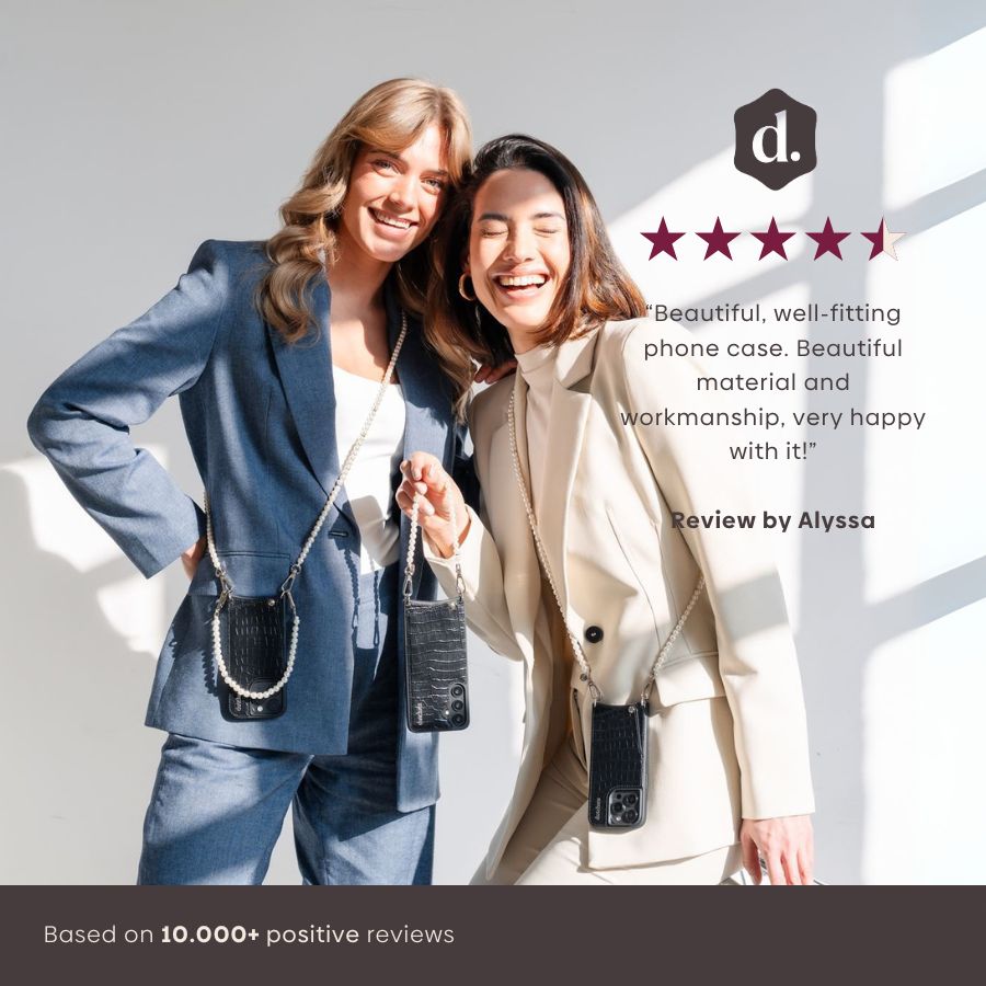 iPhone Case | Noir | Silver showcased by two stylish women, highlighting elegance and premium craftsmanship.