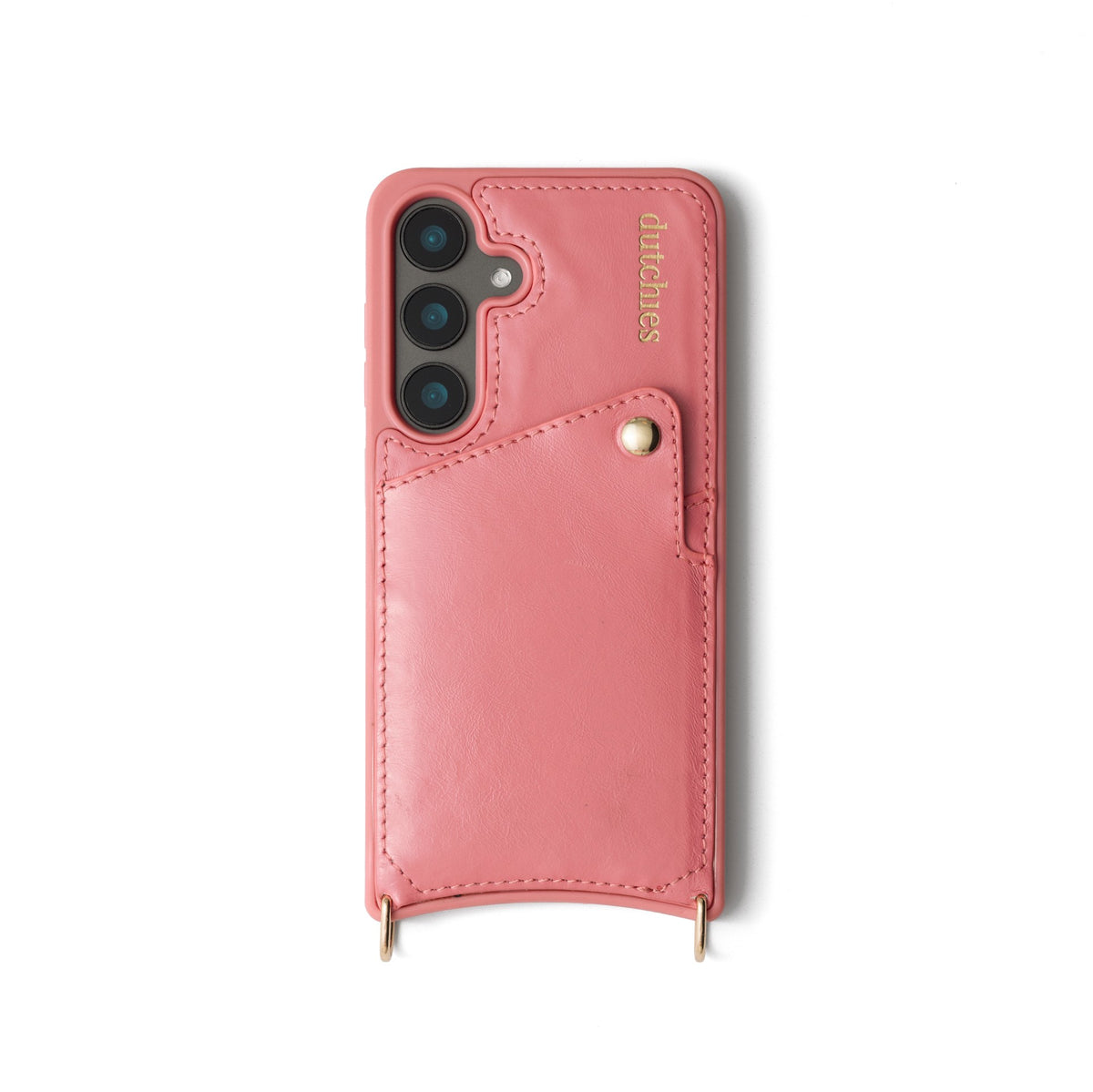 Samsung-Hülle | Pink – handgefertigte Lederhülle mit Kartenfach und Befestigungen für Samsung-Smartphones.