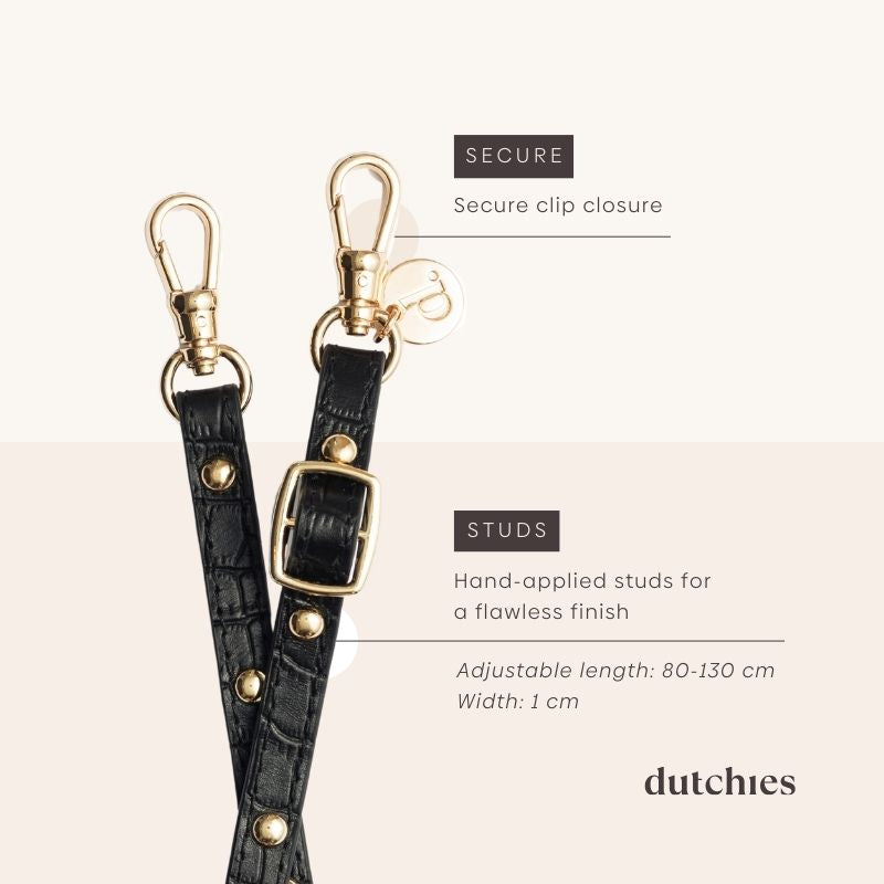 Telefonriemen | Slimline Studs Gold | Noir