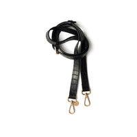 Phone Strap | Slimline 2 cm | Noir - luxurious black leather strap with gold details, perfect for your phone.