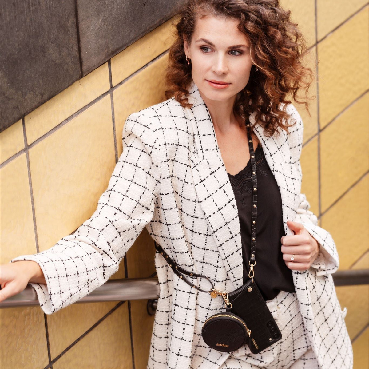 Telefonriemen | Slimline Studs Gold | Noir