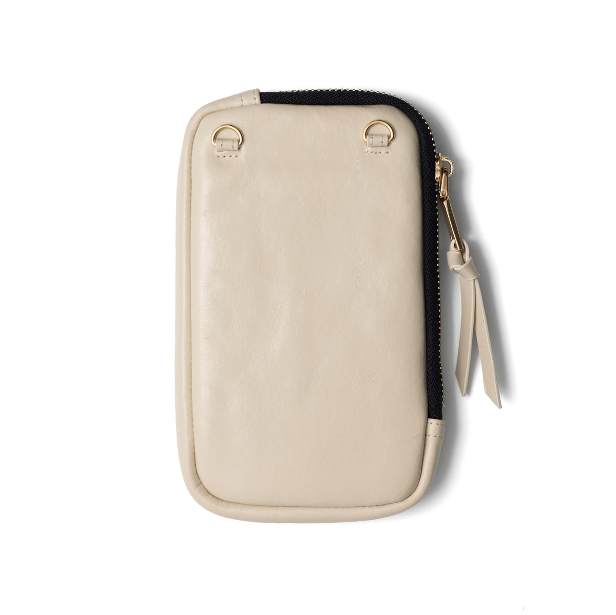 borsa del telefono Rose | Vanilla - Pochette per telefono in pelle fatta a mano color crema con cerniera, perfetta per tutti i tuoi essenziali.